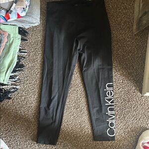 Calvin Klein Black Leggings with White Side Logo